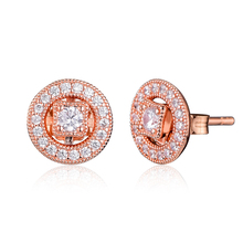 CKK-Pendientes de tuerca de Estilo Vintage para mujer, de oro rosa, Plata de ley, joyería 100%, aretes 2024 - compra barato