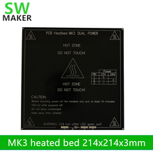 Reprap 3D printer 214x214mm MK3 heated bed aluminum heating hot bed reprap heating bed sheet 3mm thickness 2024 - buy cheap