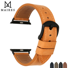Maikes pulseira de relógio de couro genuíno para pulseira de relógio da apple 44mm 40mm iwatch 42mm 38mm série 4 3 2 apple 2024 - compre barato
