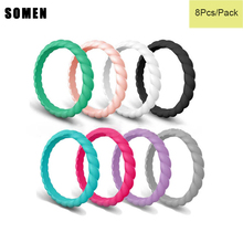 8Pcs Women Silicone Ring Casual Rings Comfortable Thin-Silicone Sport Style Stackable Rings Lovers Wedding Bands Fashion Jewelry 2024 - buy cheap