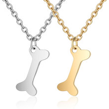 2019 Titanium Stainless Steel Personalized Dog Necklace Gold Silver Tone Dog Bone Pendant Custom Long Chain Necklace Women Gift 2024 - buy cheap