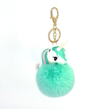 Lovely Unicorn Keychain Leather Chains Plush Balls Key Ring Women Bag Pendant Couple key Chain Handmade Car Pendants Decoration 2024 - buy cheap