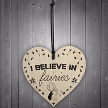 Meijiafei I Believe In fairyes-placa colgante de madera para jardín, corazón, signo de amante de las hadas 2024 - compra barato