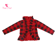 Модное рождественское пальто Kaiya Angel 2018 для девочек, черная, красная клетчатая куртка с длинным рукавом и оборками, Детская осенняя одежда 2024 - купить недорого