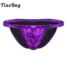 TiaoBug brillante de Color sólido Spandex de látex Tanga de baño Sexy hombres natación ropa interior traje de baño bañador de hombre calzoncillos 2024 - compra barato