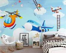 Beibehang-papel tapiz personalizado de avión de dibujos animados minimalista, moderno, pared de habitación para niños, sala de estar, dormitorio, 3d 2024 - compra barato
