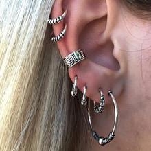 Bohemian Women Punk Geometric Ear Cuff Earring Jewelry Pendientes Vintage Small Round Circle Hoop Earrings Set For Gift 2024 - buy cheap