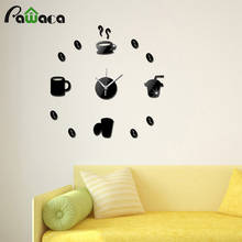 3D DIY Mirror Wall Clock Kitchen Coffee Cup Acrylic Sticker Quartz Clock Large Mute Wall Stickers for Office Home Decor 2024 - buy cheap