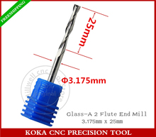 3.175mm*25mm,Freeshipping,CNC machine insert router bit,solid carbide milling,Class-A 2 flute end mill,PVC,MDF,Hard wood,Acrylic 2024 - buy cheap