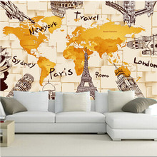 The custom 3D murals,Retro map and famous city papel de parede ,living room sofa TV wall bedroom wall paper 2024 - buy cheap