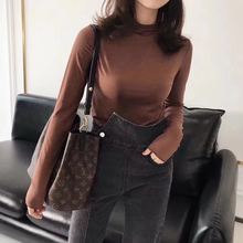 Semi - high collar turtleneck women modal cotton solid color trim jumper womens long sleeve tops 2024 - buy cheap