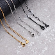 Stainless Steel Singapore Chains Necklace 2mm Gold/Black Heart Charm Choker Women Birthday Gift To Girlfriend 2024 - buy cheap