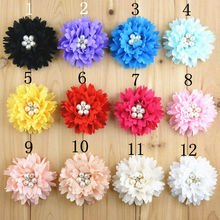 Free Shipping 50pcs/lot High Quality 3.15" Chiffon Fabric flowers For Girls Boutique Hair Accessories Clothing FH51 2024 - buy cheap