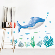 Submarino ballena coral 30*90cm pegatinas de pared para habitaciones de niños, Decoración de casa de dibujos animados de animales de la pared calcomanías, bricolaje, pósteres de pvc arte mural 2024 - compra barato