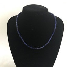 Collar de lujo de piedras naturales clásicas para mujer, gargantilla de cadena con cuentas de gemas, color azul oscuro, 45cm 2024 - compra barato