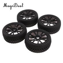 MagiDeal Rubber 4 Pieces 17mm Hub Wheel Rim Tires 1:8 Off-Road RC Car Buggy Tyre for 1/8 HSP HPI Truck 2024 - buy cheap