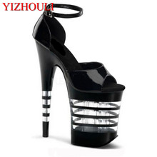 20cm sexy shoes stripe heels transparent crystal shoes sandals performance shoes 8 inch High-heeled sandals 2024 - buy cheap