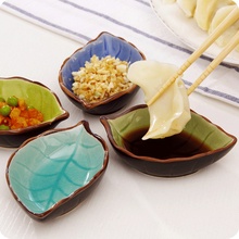 Creative Handcraft Leaves Ceramic Plates Japanese Sushi Dishes Snacks Kitchen Vinegar Seasoning Sauce China Dinnerware -30 2024 - buy cheap