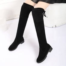 Low Heels Keep Warm Women Boots Over The Knee Boots Woman Stretch Fabric Knee High Boots Female Autumn Women Shoe Botas Mujer 2024 - buy cheap