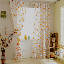 Cortinas de gasa de girasol para decoración del hogar, Panel de ventana de tul transparente, color blanco y naranja, 1x2,5 M, para sala de estar y dormitorio, novedad 2024 - compra barato
