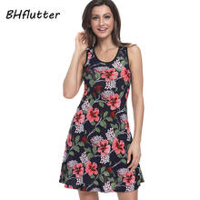 BHflutter Sleeveless Sexy Beach Dress Floral Print Ice Silk Casual Short Summer Dress 2018 New Style Women Boho Dress Vestidos 2024 - buy cheap