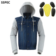 SSPEC-Chaqueta de mezclilla para hombre, Sudadera con capucha de carreras, todoterreno, equipo de protección para motocross, chaqueta de suéter informal a la moda 2024 - compra barato