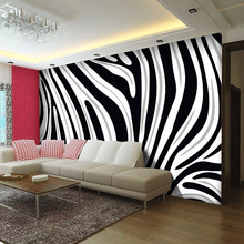 Papel tapiz de Mural personalizado 3D, no tejido, con rayas de cebra en blanco y negro, para sala de estar, sofá, fondo como cubierta de TV 2024 - compra barato