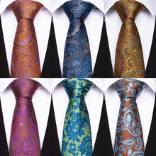 DiBanGu-corbatas de Cachemira para hombre, juego de gemelos y pañuelo 100%, corbata de seda, corbata para boda, rojo, rosa, azul, verde marrón 2024 - compra barato