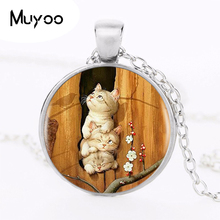 Cat Logo Pendant Necklace Animal Picture 4 Colors Handmade Chain Vintage Necklace Women Jewelry Friend Gift 333 HZ1 2024 - buy cheap