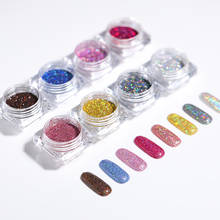 Holographic Nail Powder Red Gold Purple Mixed Colors Shiny Glitter Fine Dust Nail Art Face Body Eye Shadow Design Powders 2024 - buy cheap