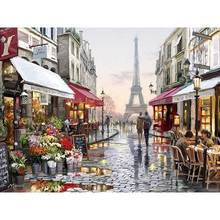 Hand Painted Paris Street Painting Modern Abstract Oil Painting on Canvas Living Room Home Decor Christmas Gift High Quality 2024 - buy cheap