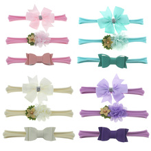 Nishine 3pcs/lot Florals Nylon Headband Newborn Baby Elastic Princess Bows Hairbands Children Kids Cute Headwear Gifts Sets 2024 - buy cheap