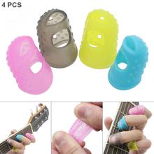 Gel de sílice de silicona para guitarra, cubierta de la punta del dedo, Protector de dedo para ukelele, Banjo, Mandolin, 4 unids/lote 2024 - compra barato