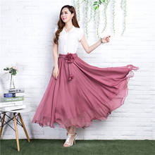 Summer Long Skirt Womens 2017 Bohemian Brand Chiffon Skirt Maxi Falda Elastic Waist A-Line Beach Voile Skirt 5 Colors 2024 - buy cheap