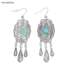 Banny Pink Tribal Carved Moon Geometric Dangle Earrings Vintage Waterdrop Statement Drop Earrings Ethnic Tassel Earrings Brincos 2024 - buy cheap