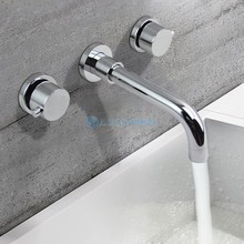 Grifo de latón con acabado cromado para lavabo de baño, grifería de Mezclador caliente y frío de dos asas con tres agujeros, moderno, MPAZ002A 2024 - compra barato