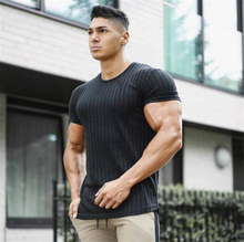 New Summer Mens Knitted Sport Training Running T-shirt Short Sleeve Male Solid Gym Tshirt Fitness Slim Fit Tees Tops Clothing 2024 - buy cheap