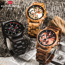 Luxury Brand wooden Wristwatch Men Timepieces Chronograph Wood Watch Military Date Calendar Quartz Watches in Box 2024 - buy cheap