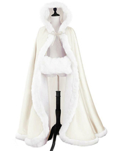 Bridal Cloak Winter Hooded Faux Fur Trim Satin Wedding Shawl Cape Cape Wedding Long Party Bride Wedding cloak 2024 - buy cheap