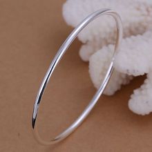 B135 Hot Sale Free Shipping Lucky Silver Color Charm Bangle Bracelets For Women Charms Fashion 3MM Single Ring Bangles 2024 - buy cheap