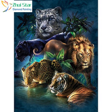 Mosaico de diamantes DIY pintura de diamante con Tigre decoración cuadrada completa cuadro para el hogar de diamantes de imitación bordado de animales XY1 2024 - compra barato