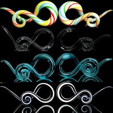Showlove-1pair Spiral Hand Made Pyrex Glass Ear Tapers Plugs, Right & Left Spiral Glass Stretchers Tunnel Piercing 2024 - buy cheap