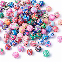 200pcs Round Handmade Polymer Clay Beads For Jewelry Making DIY Bracelets, Mixed Randomly Color about 8mm in diameter, hole: 1mm 2024 - buy cheap