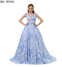 H & s-vestido de noiva elegante, decote em v, estampa floral, vestidos longos de baile, sensual, sem costas, festa de formatura, 2020 2024 - compre barato