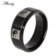 Alisouy  Personality Influx of Men Eight Diagrams Ring Classic Vintage Black Titanium Stainless Steel Ring for men women 2024 - buy cheap