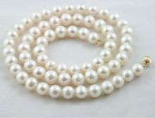 Natural Color Nobility Woman's jewelry 7-8MM White Akoya Pearl Necklace AAA 18"   2024 - buy cheap