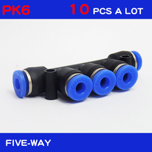 High quality  10pcs  Pneumatic fittings PK,6mm 5-way push in quick joint connector,PK6 2024 - buy cheap