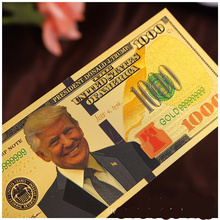 Акция США Дональд Трамп доллар поддельные деньги 24k Золотая банкнота Трамп 1000 доллар памятные банкноты Золотая фольга. 10 шт 2024 - купить недорого