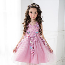 Детское платье с цветочным узором для девочек, праздничные платья с бабочками для маленьких девочек на день рождения, детское нарядное бальное платье принцессы, свадебная одежда 2024 - купить недорого