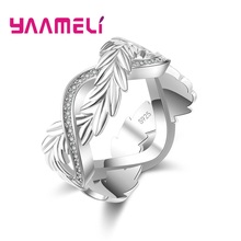 Design de folha elegante anéis de dedo 925 anéis de prata esterlina para as mulheres moda presente aniversário jóias 2024 - compre barato